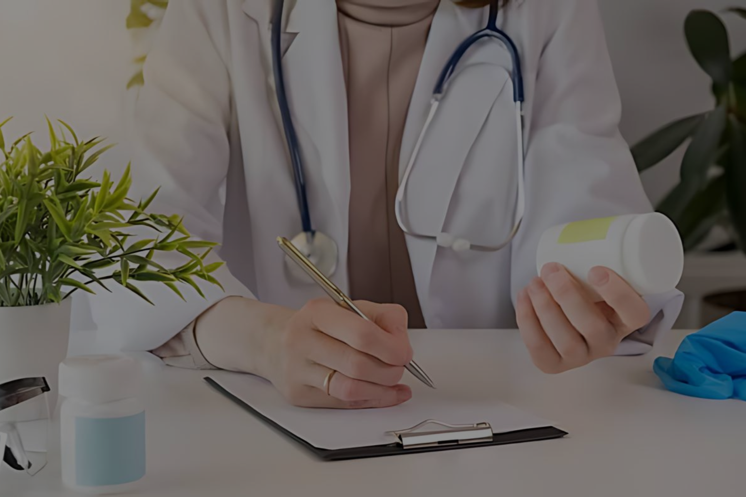 Aerial View of Pharmacist with Patient